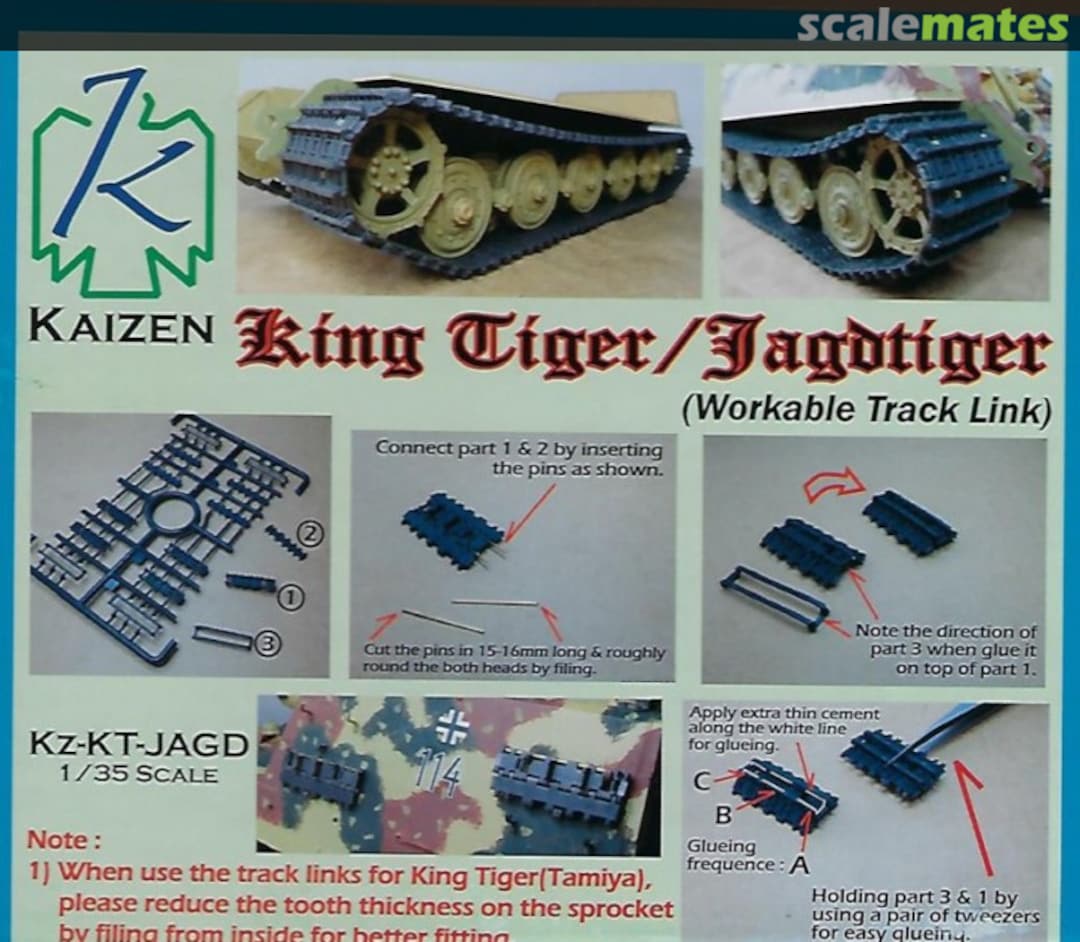 Boxart Kingtiger/Jagdtiger (Workable Track Link) (for Tamiya) 30010 Kaizen