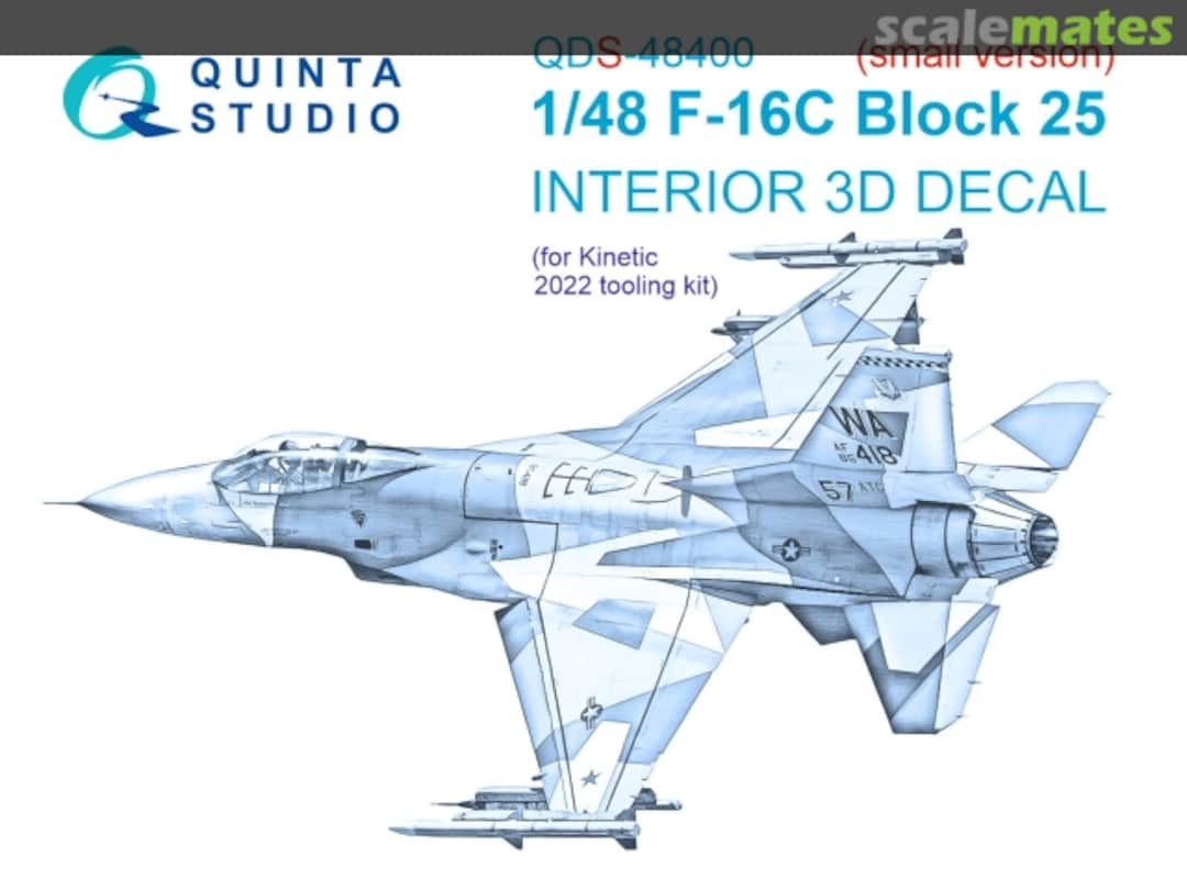 Boxart F-16C Block 25 Fighting Falcon interior 3D decal (small version) QDS-48400 Quinta Studio