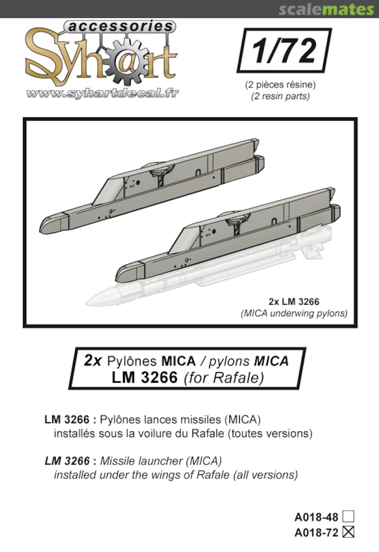 Boxart 2x underwing MICA pylons "LM 3266" (for Rafale) A018-72 Syhart