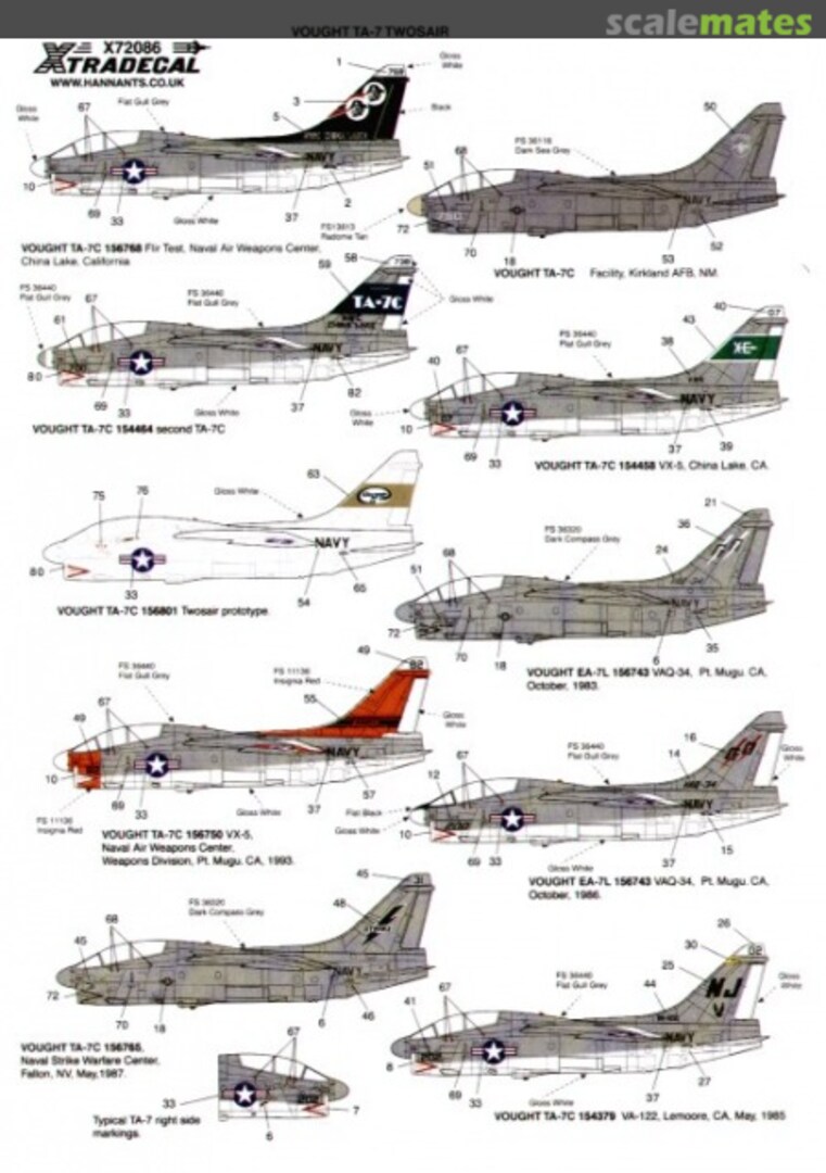 Boxart TA-7C Corsair Twosair X72-086 Xtradecal