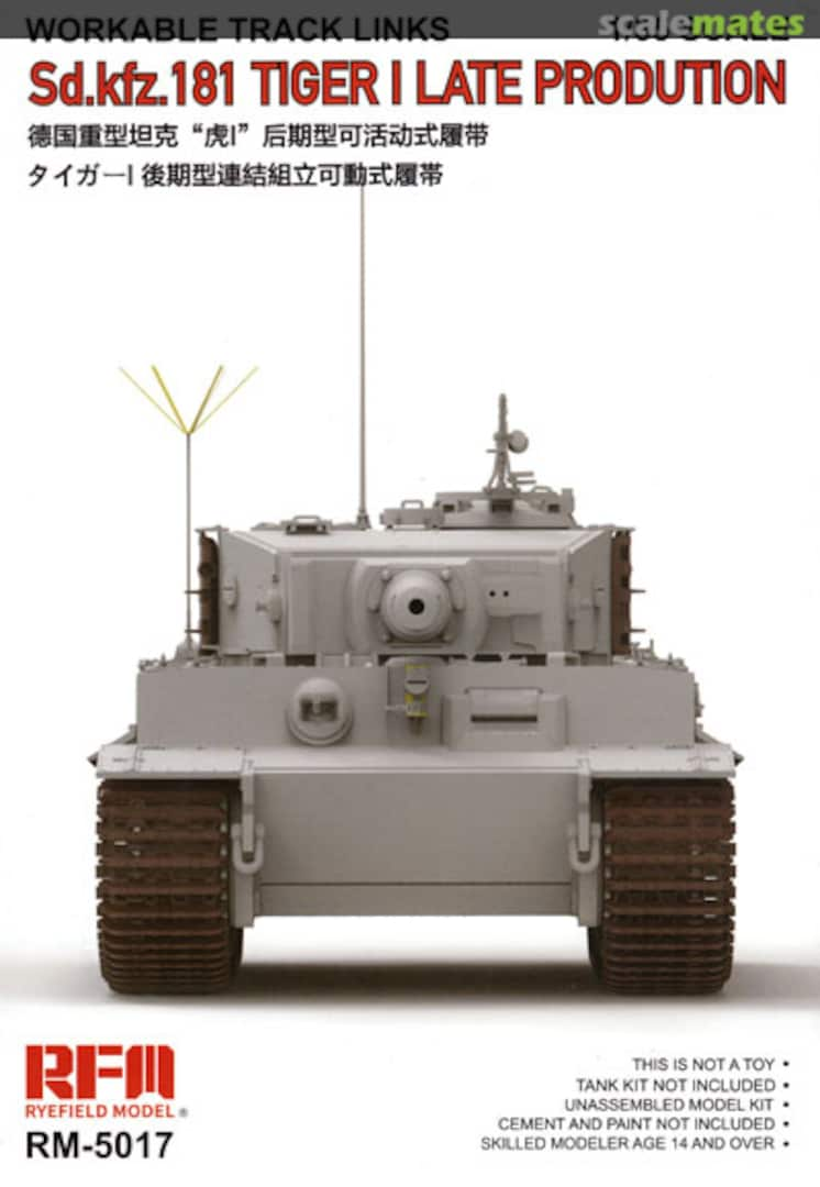 Boxart Sd.Kfz. 181 Tiger I Late Production Workable Track Links RM-5017 Rye Field Model