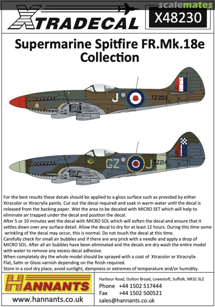 Boxart Supermarine Spitfire FR.Mk.18e Collection X48230 Xtradecal