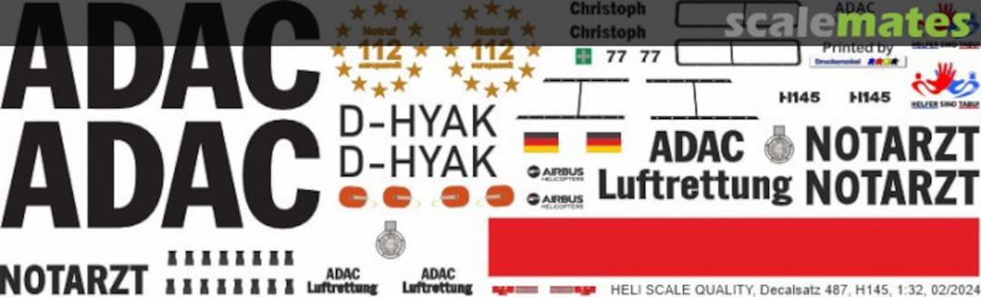 Boxart H145 / EC 145T2 - ADAC - D-HYAK Christoph 77 - Helfer sind Tabu Decal 487 Heli Scale Quality