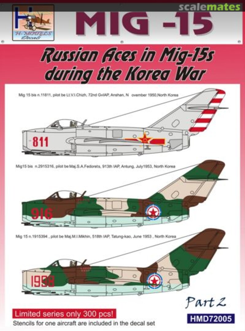 Boxart Russian Aces in MiG-15s during the Korean War, Part 2 HMD72005 H-Models Decals