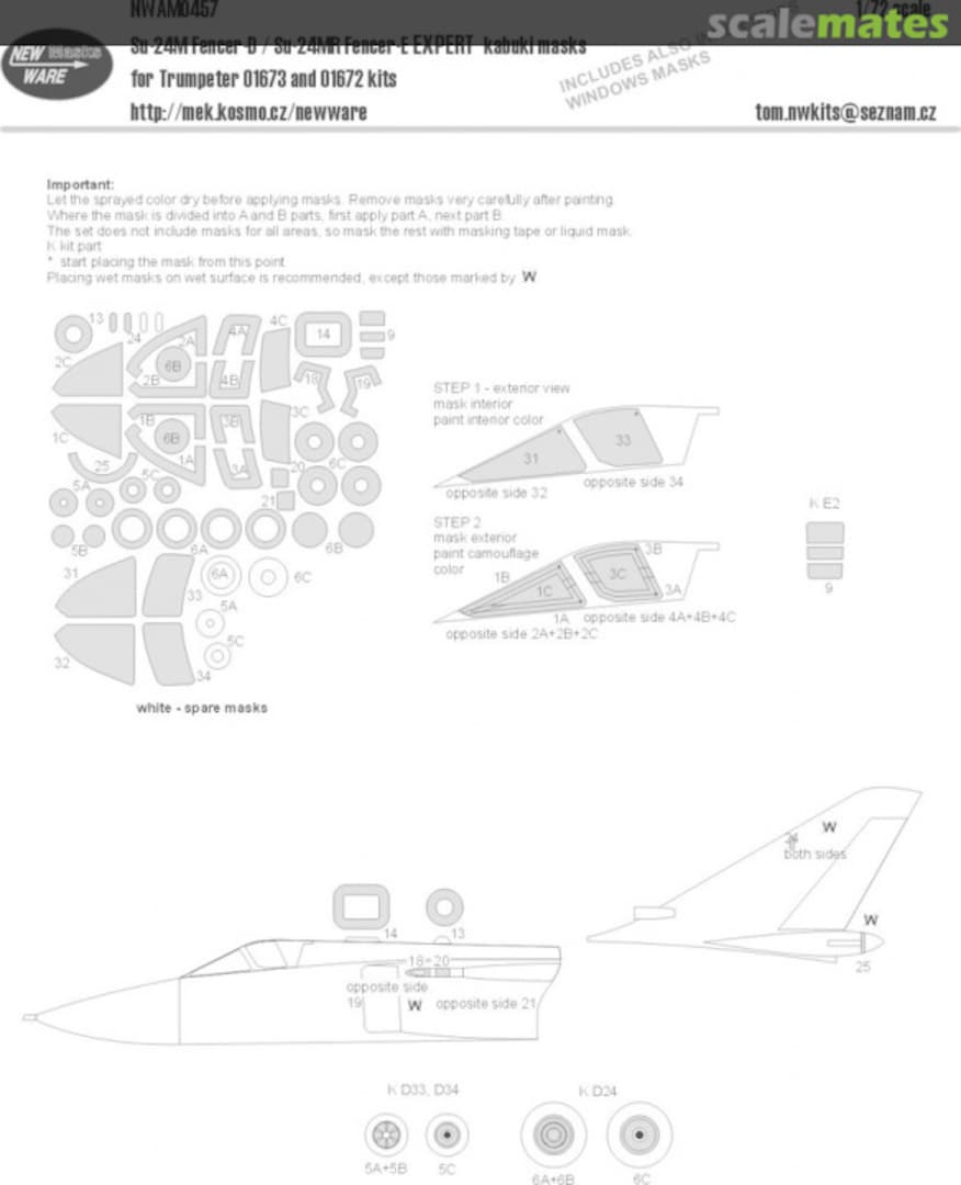 Boxart Su-24M Fencer D / Su-24MR Fencer E EXPERT kabuki masks NWAM0457 New Ware