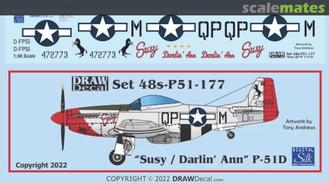 Boxart “Susy / Darlin’ Ann” P-51D 48-P51-177 Draw Decal