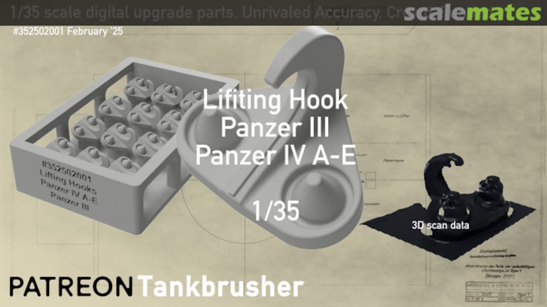 Boxart lifiting hook for Panzer III Panzer IV A-E 352502001 Tankbrusher Scale Modeling