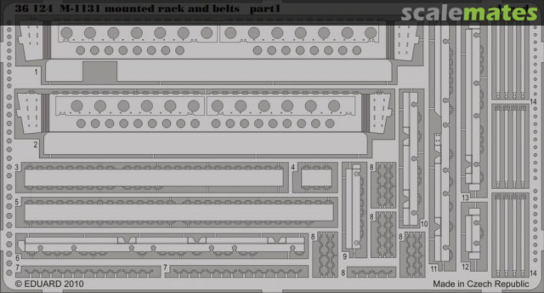 Boxart M-1131 mounted rack and belts 36124 Eduard