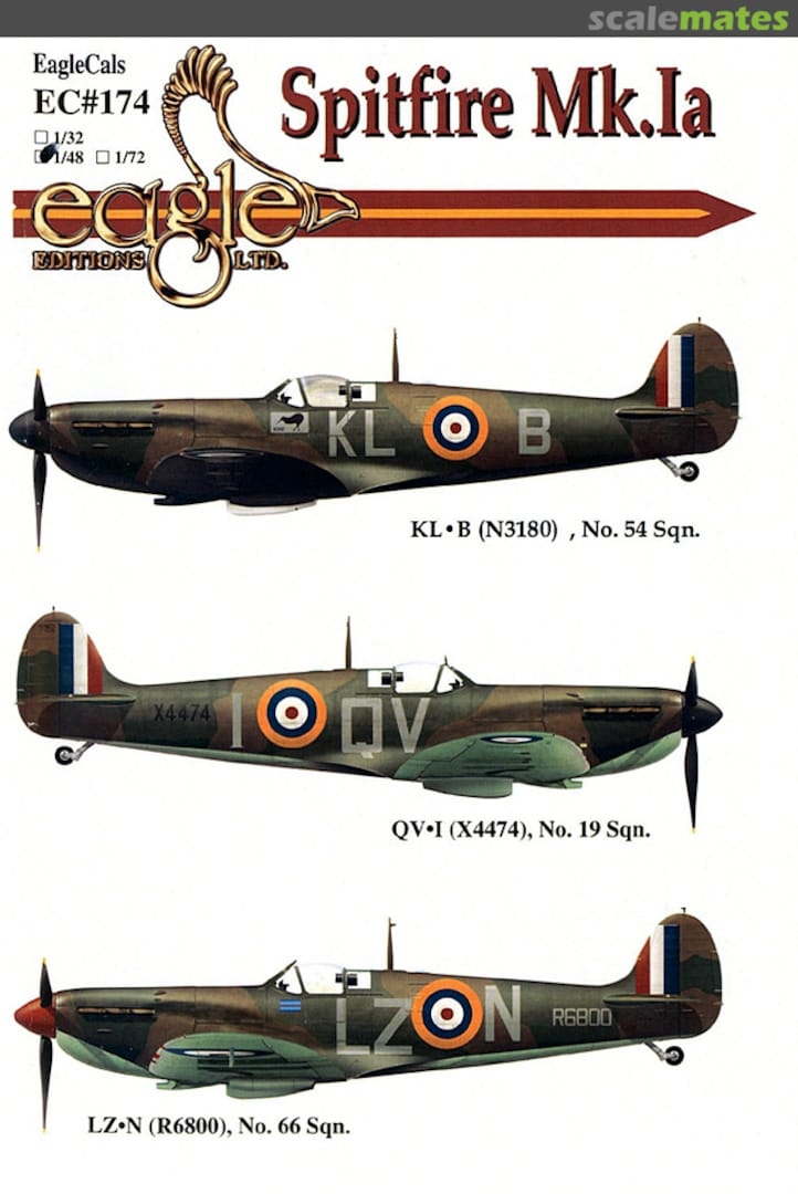 Boxart Spitfire Mk.Ia EagleCals EC48-174 Eagle Editions