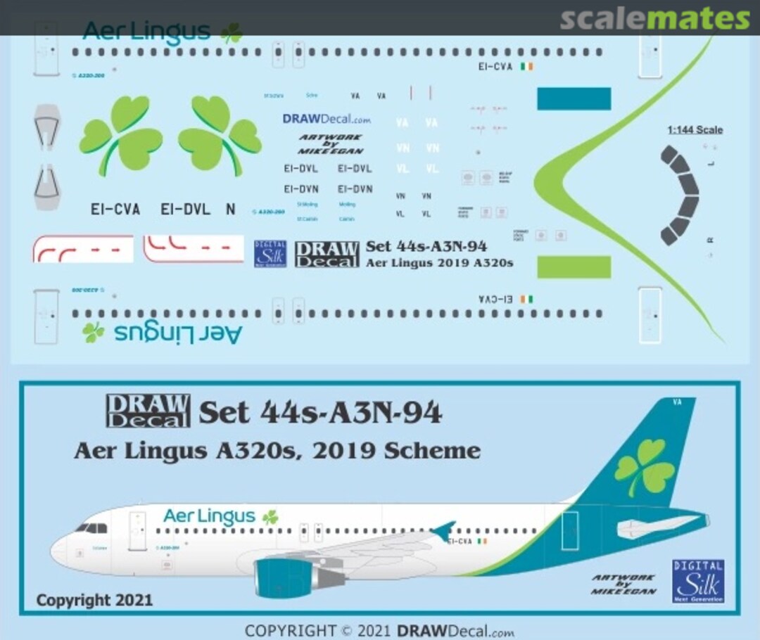 Boxart Aer Lingus 2019 Colors A320s 44s-A3N-94 Draw Decal