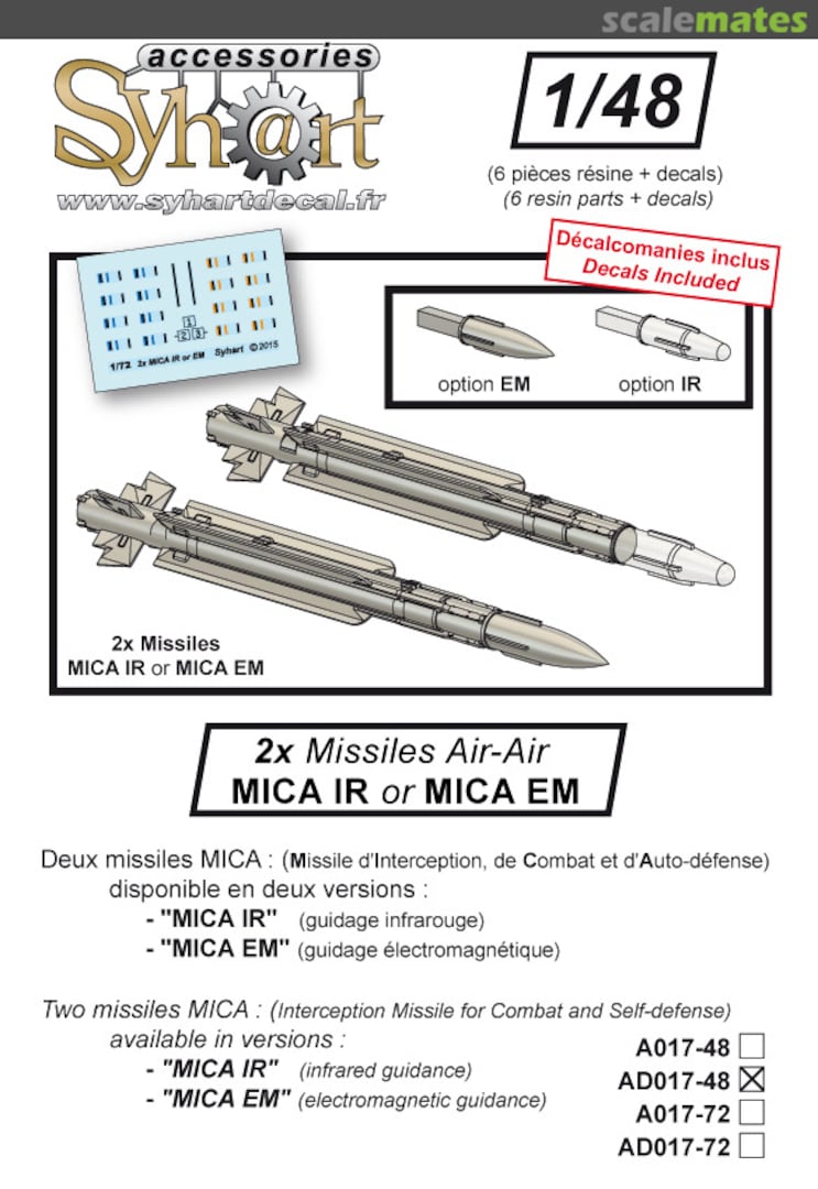 Boxart 2x missiles MICA (versions EM or IR) AD017-48 Syhart