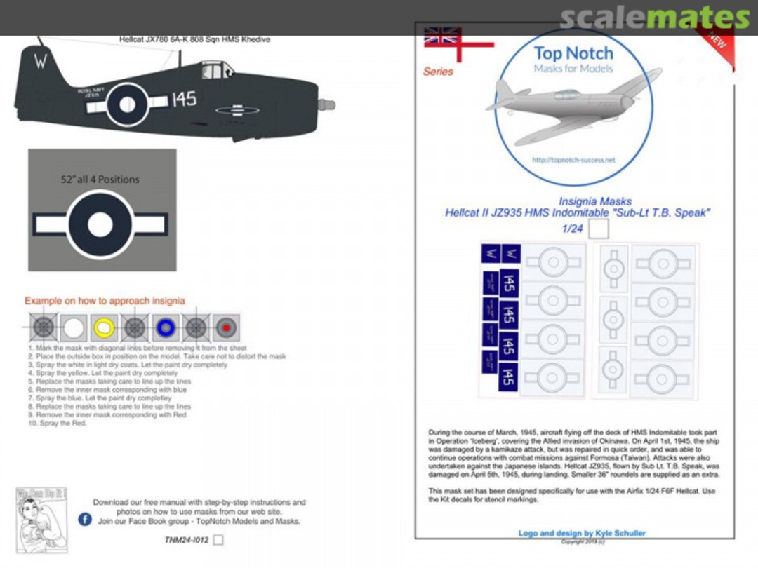 Boxart Grumman F6F-5 Hellcat JZ935 HMS Indomitable Sub-Lt T.B.Speak TNM24-1012 TopNotch