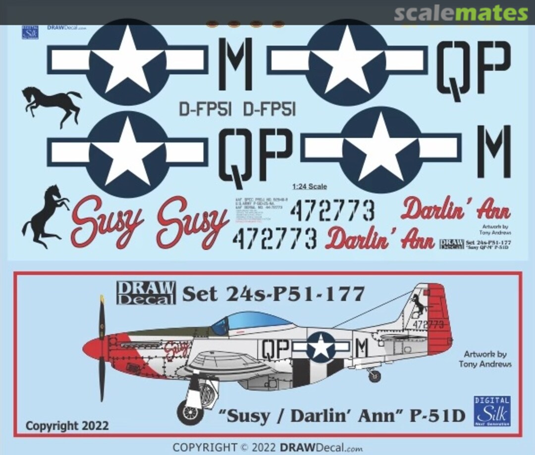 Boxart “Susy / Darlin’ Ann” P-51D 24-P51-177 Draw Decal