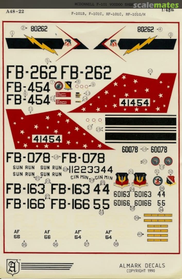 Boxart Mcdonnell F-101 Voodoo Sheet 2 A48-22 Almark Decals