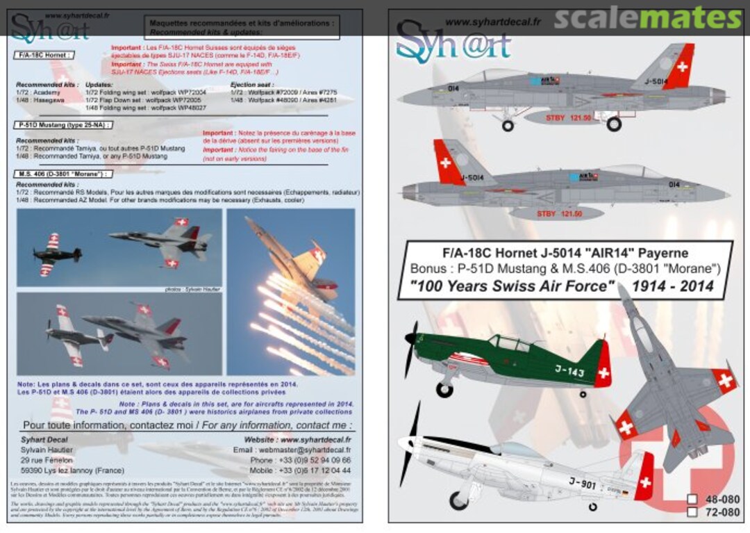 Boxart F/A-18C Hornet, P-51D Mustang & MS.406 (D-3801) AIR 14 Payerne 72-080 Syhart