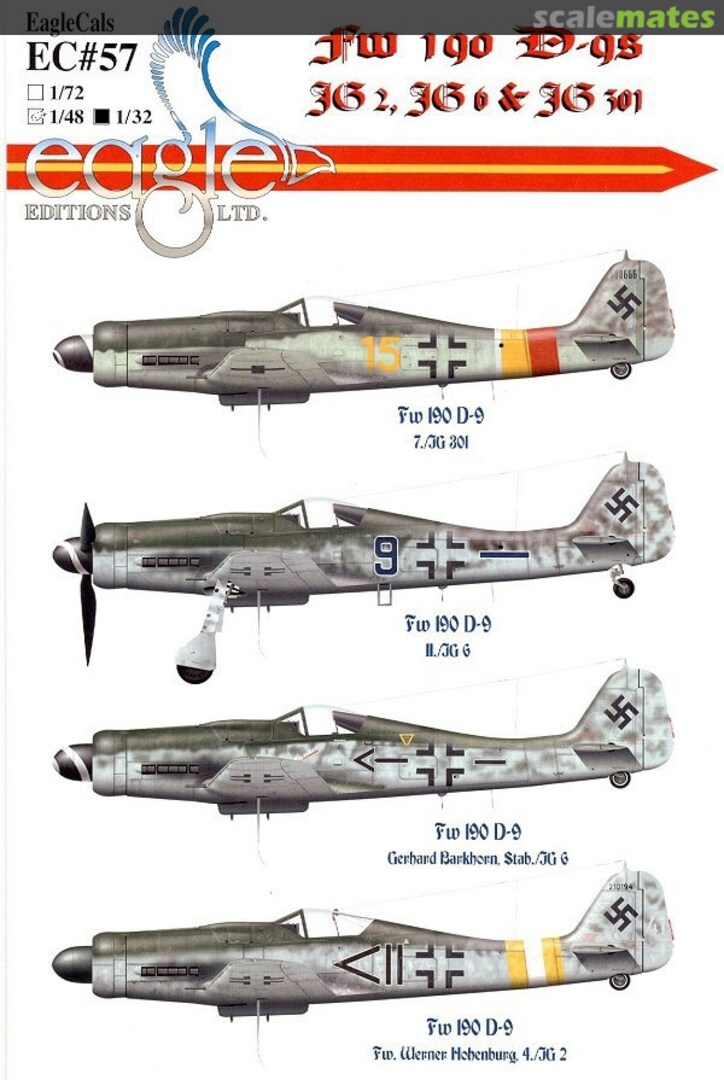 Boxart Fw 190 D-9s EagleCals EC32-57 Eagle Editions