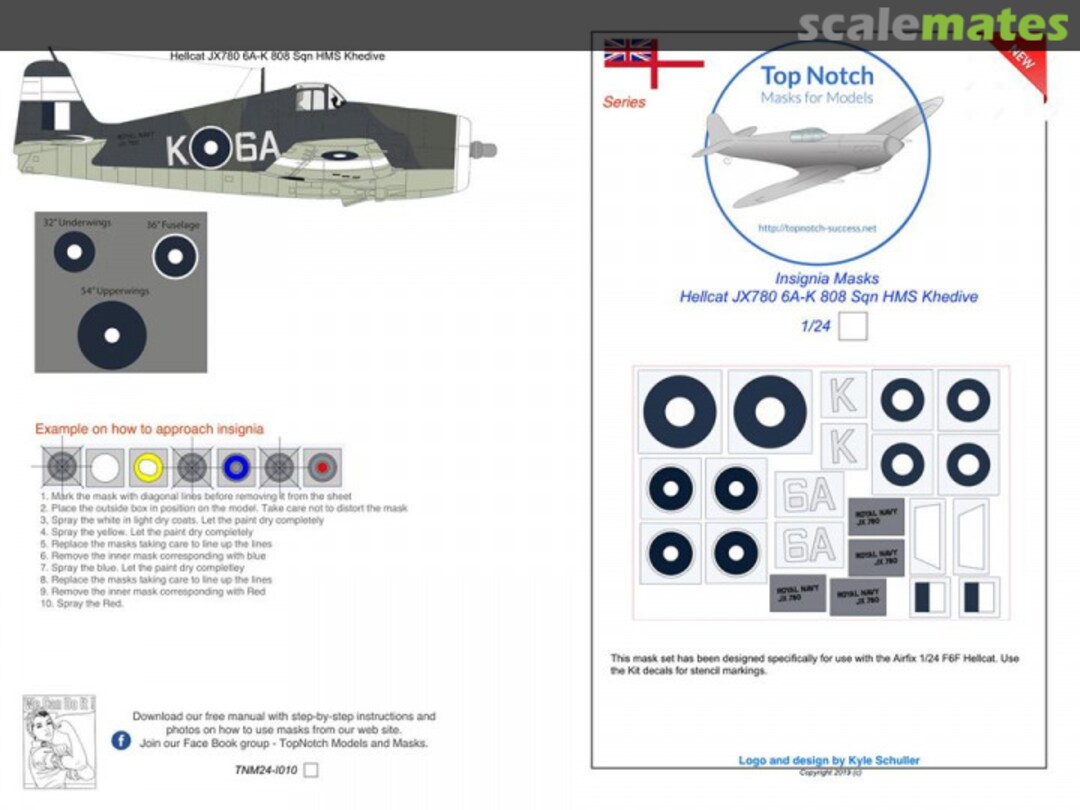 Boxart Grumman F6F-5 Hellcat JX780 6A-K 808 Sqn HMS Khedive TNM24-1010 TopNotch