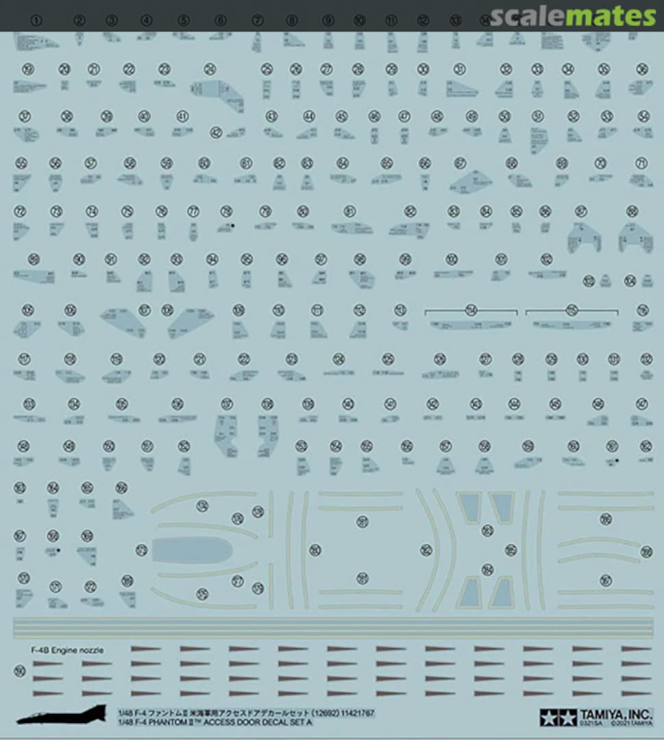 Contents F-4 Phantom II Access Door Decal Set A 12692 Tamiya