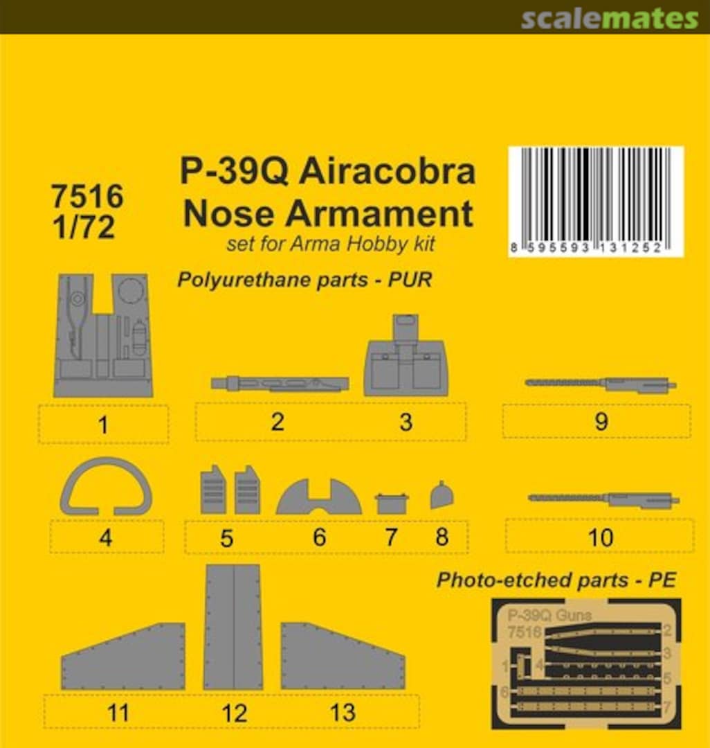 Boxart P-39Q Airacobra Nose Armament for Arma Hobby kit 7516 CMK