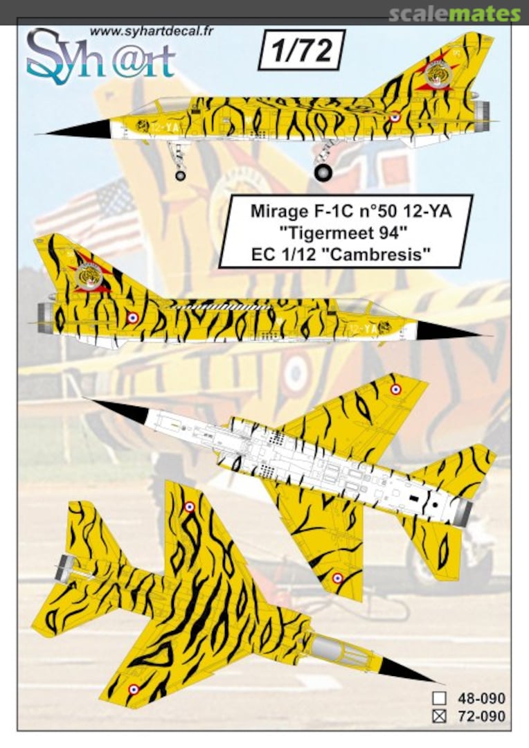 Boxart Mirage F-1C n°50 12-YA "Tigermeet'94" EC 1/12 "Cambresis" 72-090 Syhart