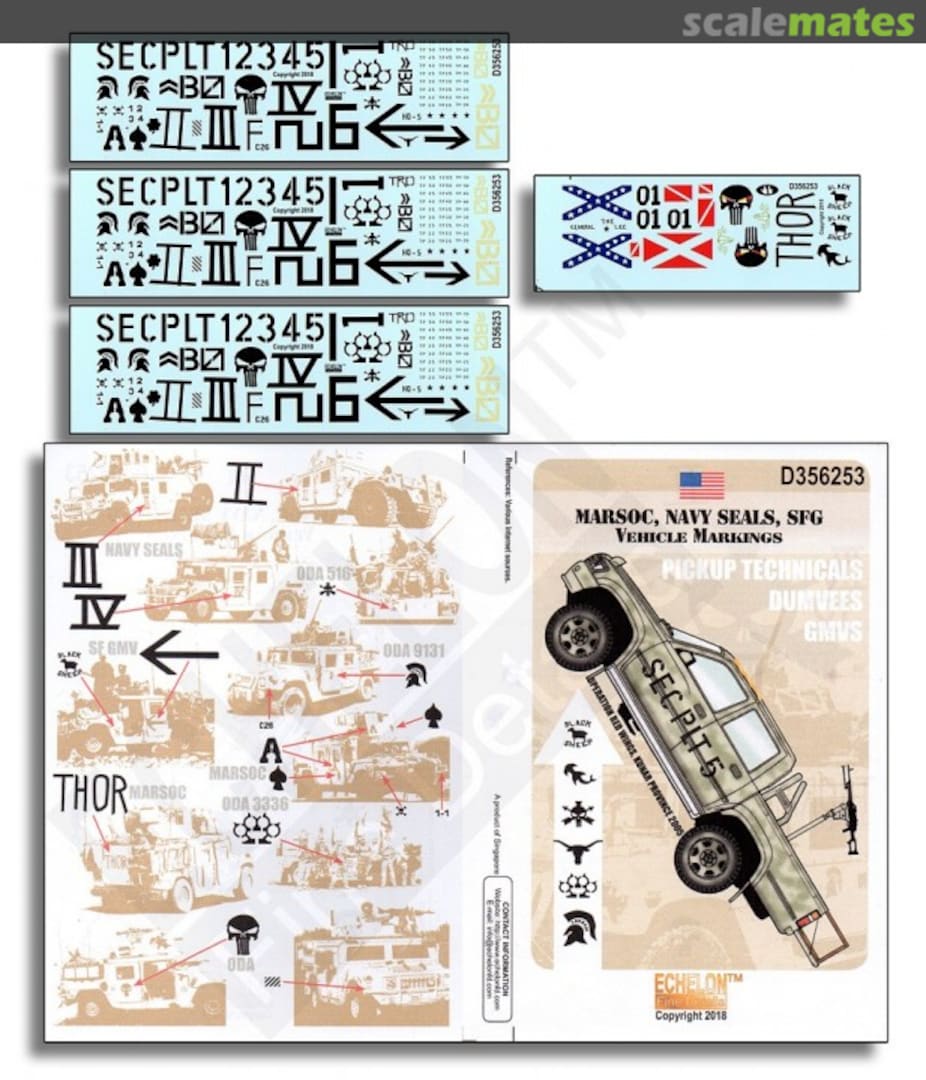 Boxart MARSOC, NAVY SEALS, SPG Vehicle Markings D356253 Echelon Fine Details