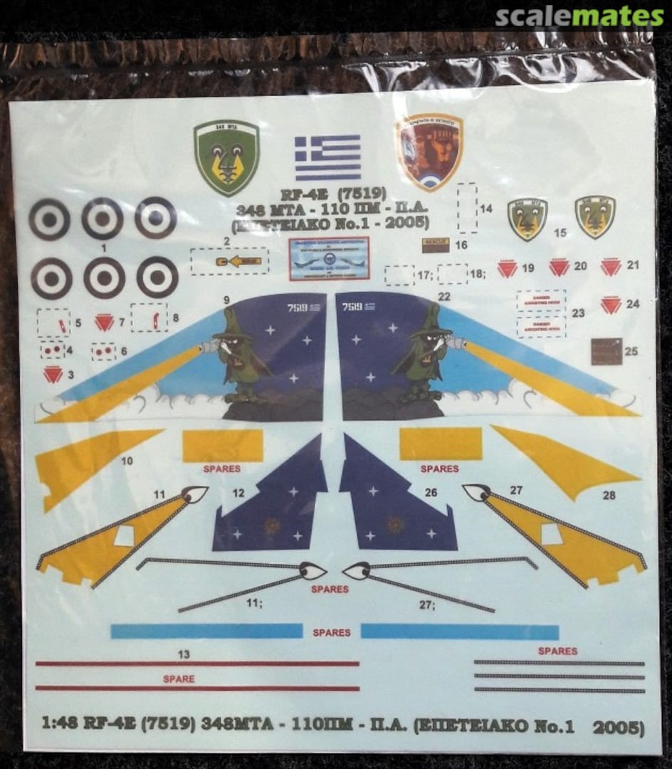 Boxart RF-4E (7519) - 348 MTA Retirement Scheme 2005  Three Stars Decals