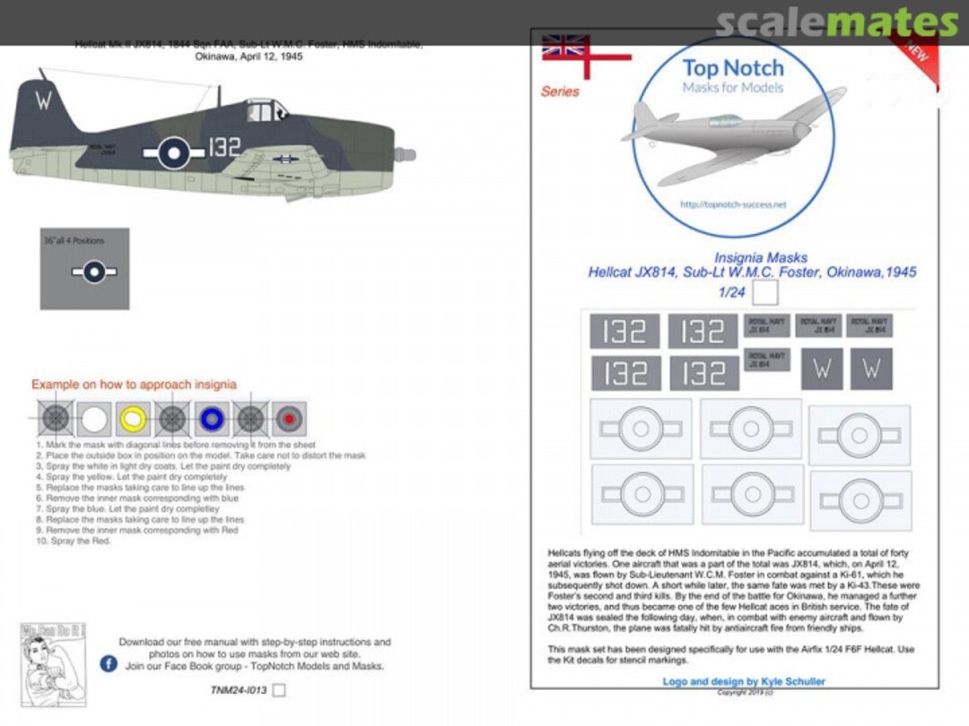 Boxart Grumman F6F-5 Hellcat JX814 Sub-Lt W.M.C Foster Okinawa 1945 TNM24-1013 TopNotch