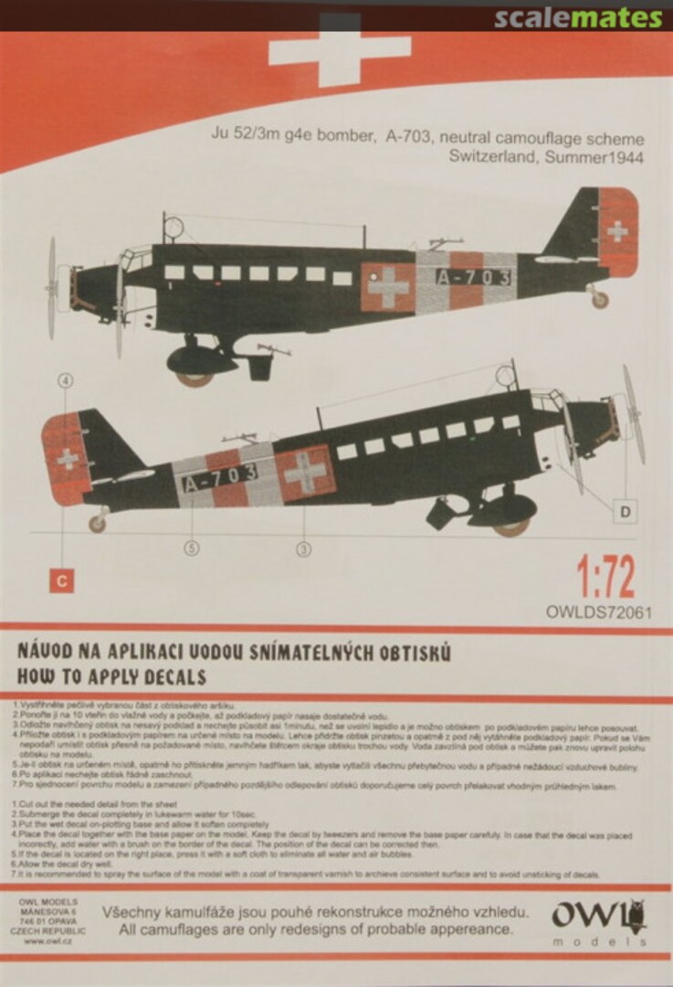 Boxart Ju 52/3m g4e bomber OWLDS72061 OWL