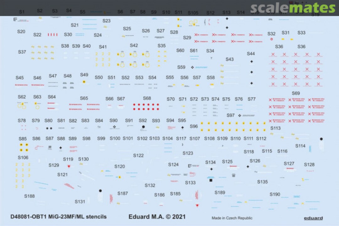 Boxart MiG-23MF/ML stencils D48081 Eduard