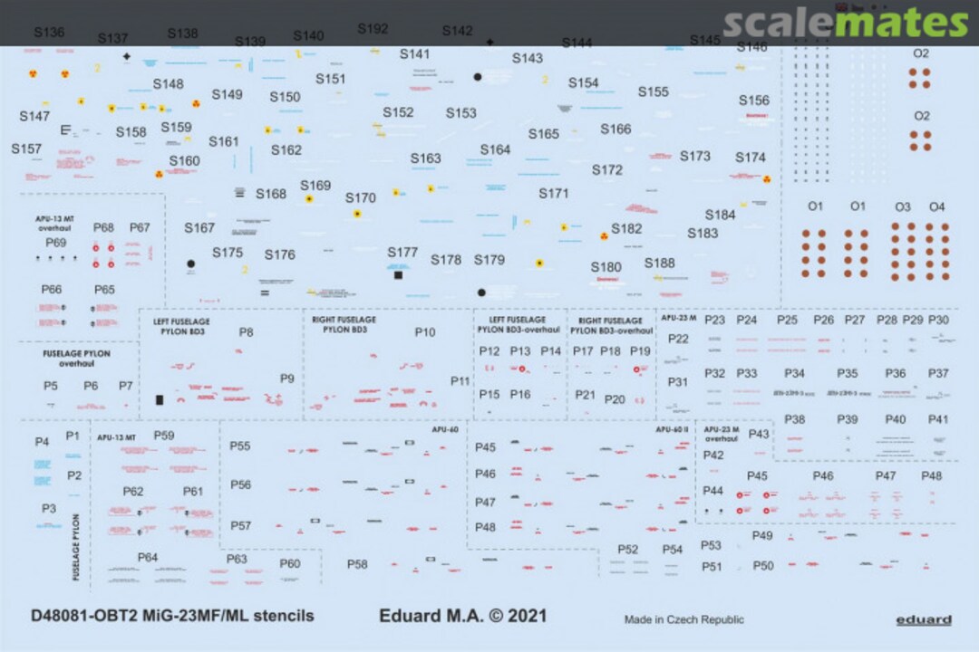 Contents MiG-23MF/ML stencils D48081 Eduard
