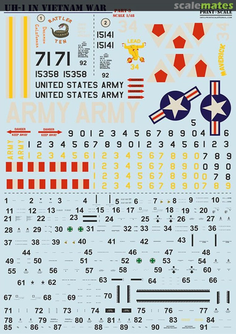 Contents UH-1 in Vietnam War (part 3) - decal 48-207 Print Scale