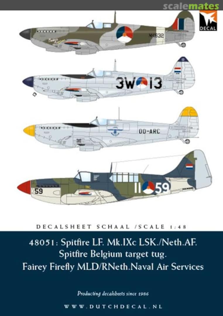 Boxart Spitfire LF MKIXc and Firefly MKIV 48051 Dutch Decal