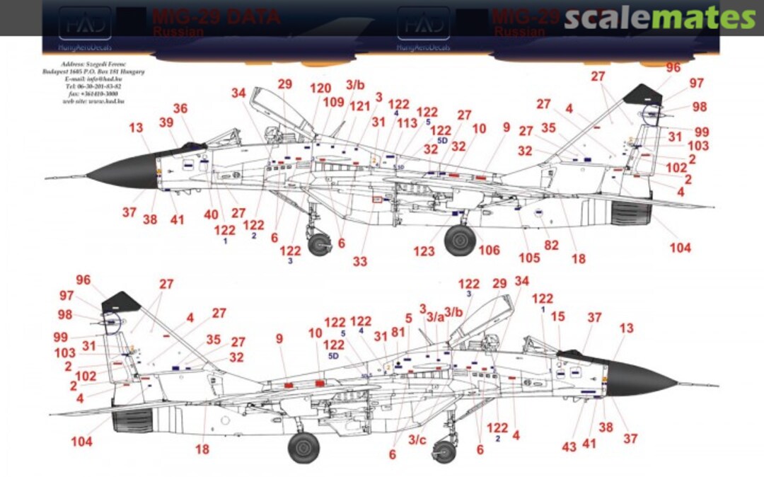 Boxart MiG-29 Russian Data & Stencil 48111 HungAeroDecals