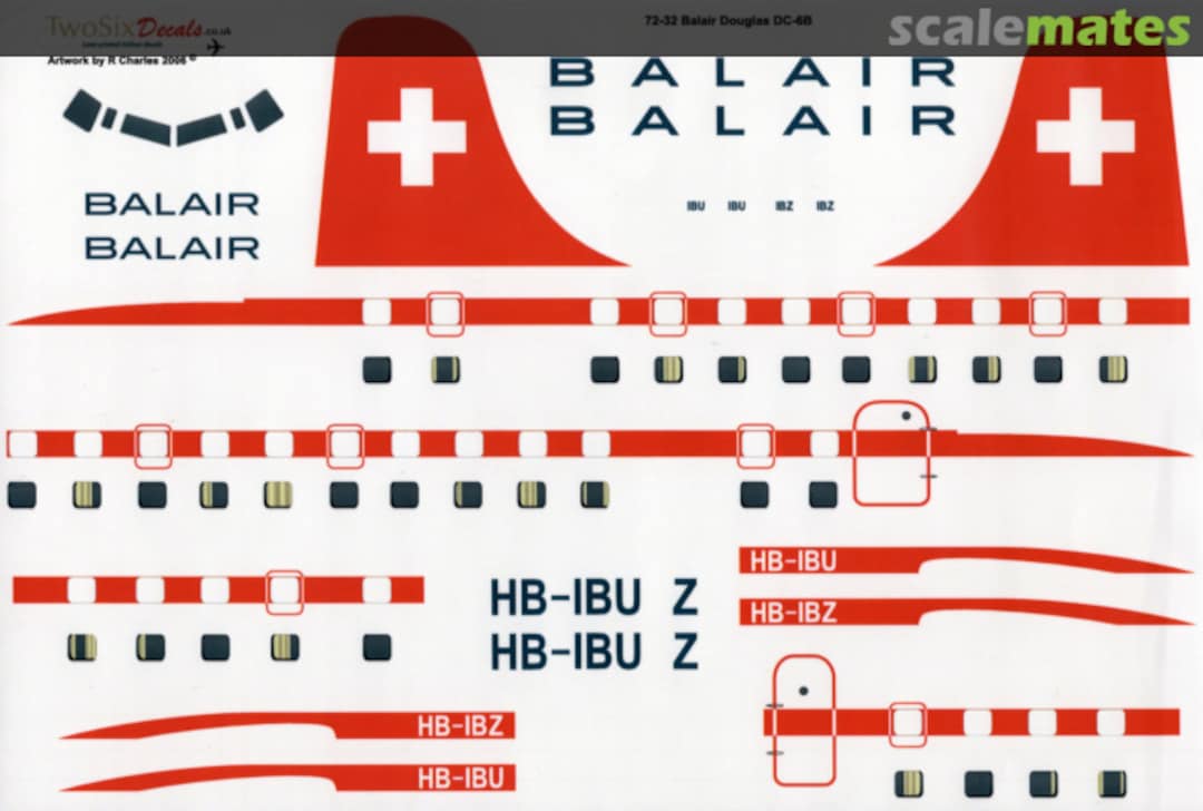 Contents Balair Douglas DC-6B 72-32 26 Decals