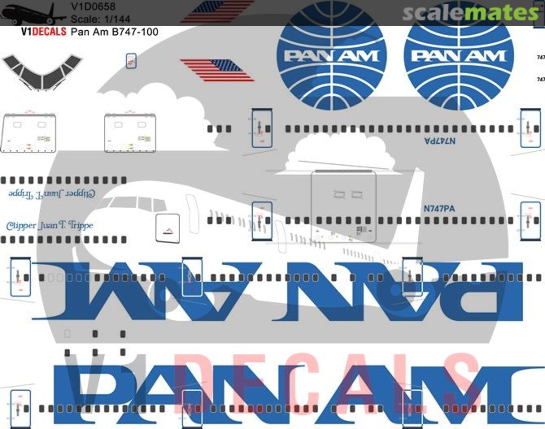 Boxart Pan Am Boeing 747-100 V1D0658-200 V1 Decals