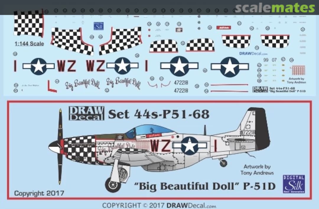 Boxart “Big Beautiful Doll” P-51D 44-P51-68 Draw Decal