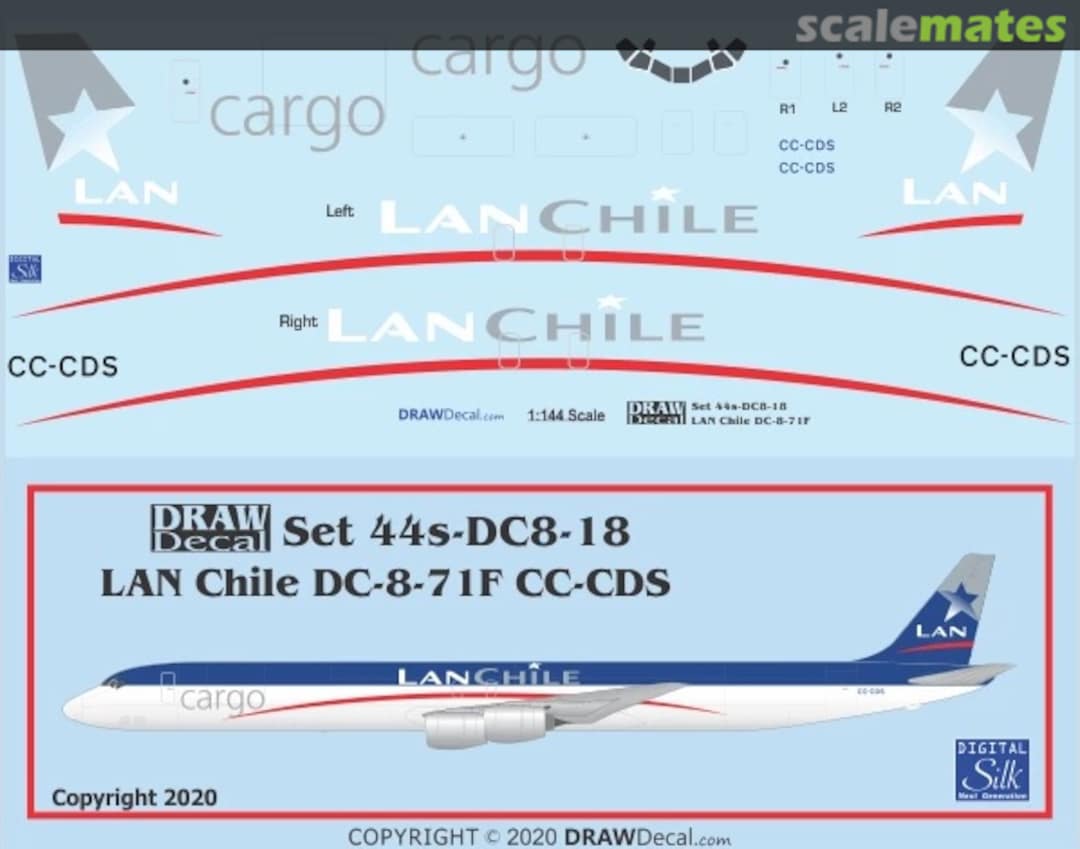 Boxart LAN Chile Cargo DC-8-71F 44-DC8-18 Draw Decal