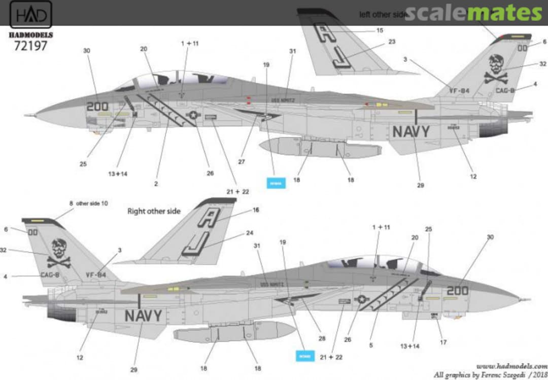 Boxart F-14A VF-84 Jolly Rogers USS NIMITZ low visibility 72197 HADmodels 