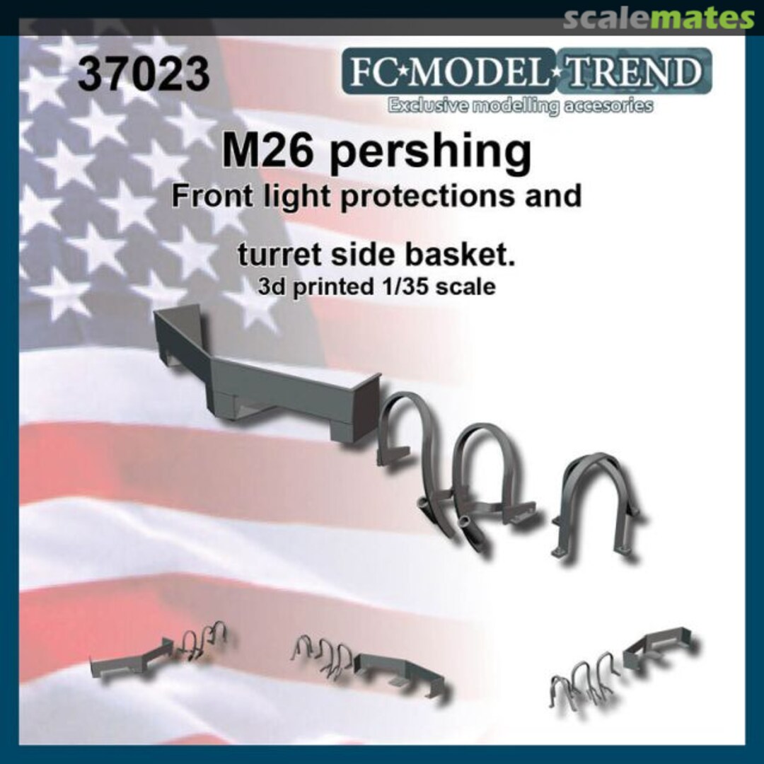 Boxart M26 Pershing, Front Lights Protections and Turret Side Basket 37023 FC Model Trend