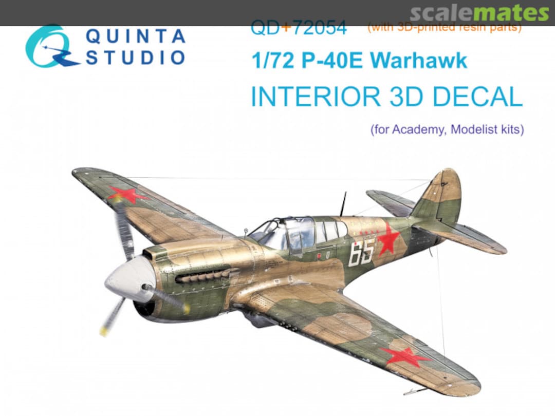 Boxart P-40E Warhawk interior 3D decals (with 3D-printed resin parts) QD+72054 Quinta Studio