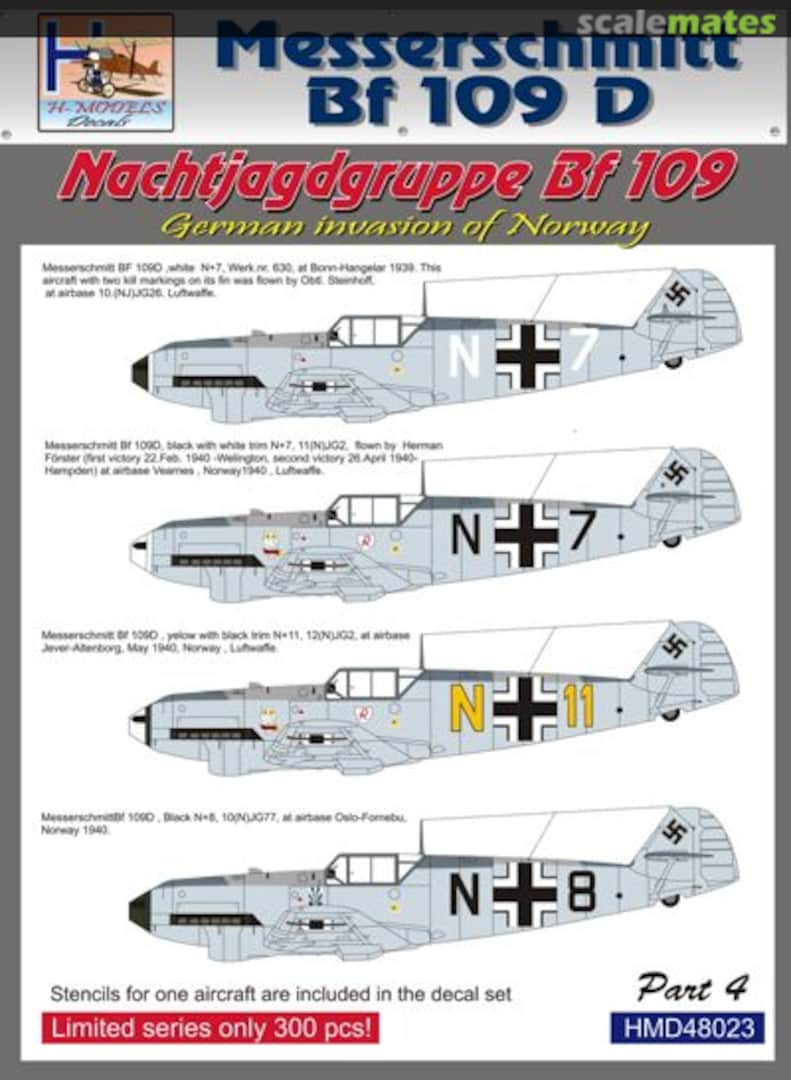 Boxart Messerschmitt Bf 109 D Part 4 HMD48023 H-Models Decals