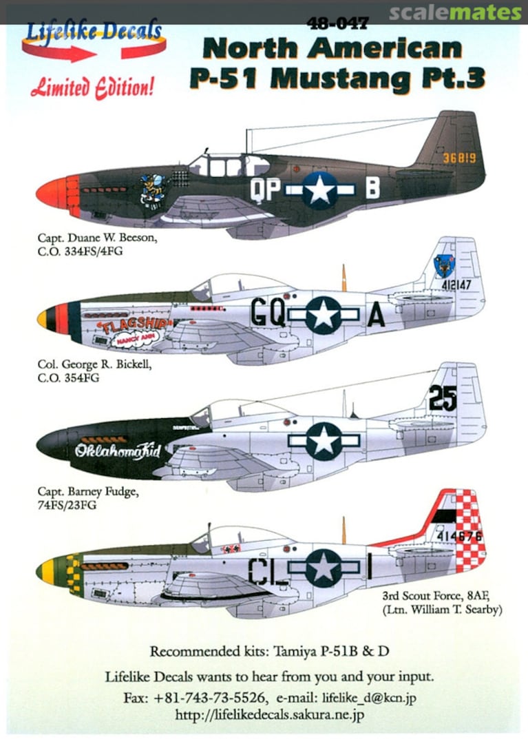 Boxart North American P-51 Mustang Pt. 3 48-047 Lifelike Decals