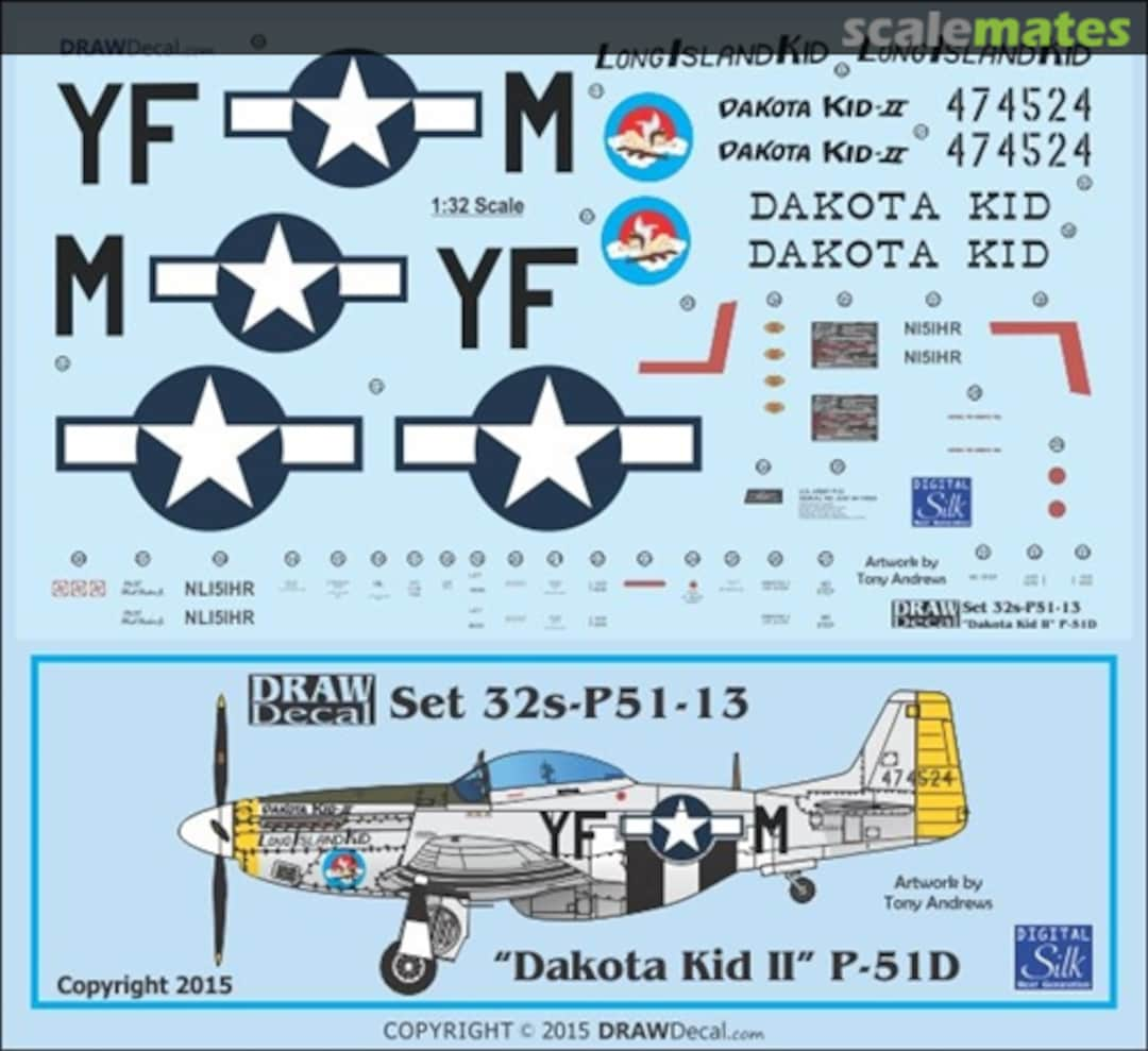 Boxart P-51D "Dakota Kid II" 32-P51-13 Draw Decal