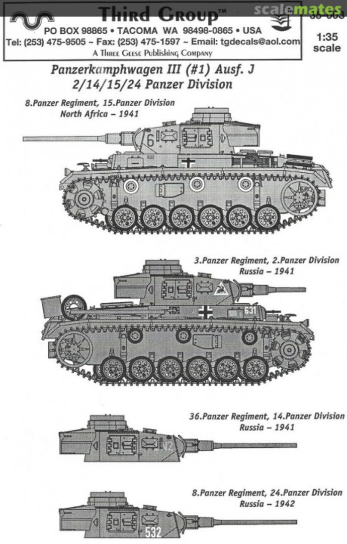 Boxart Panzerkamphwagen III (#1) Ausf. J 35-003 Third Group Decals