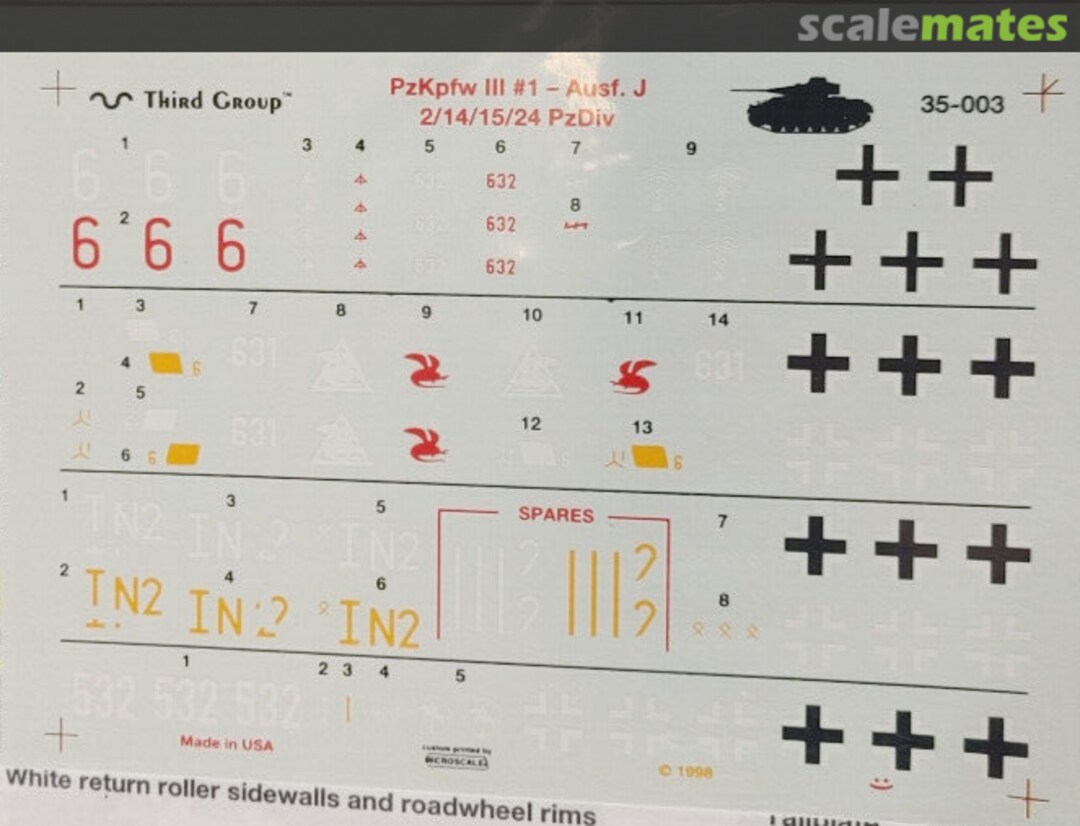 Contents Panzerkamphwagen III (#1) Ausf. J 35-003 Third Group Decals