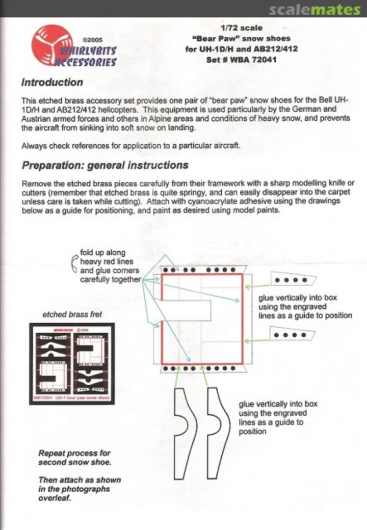 Boxart Bell UH-1 Huey's "Bear paw" snow shoes WBA72041 Whirlybits