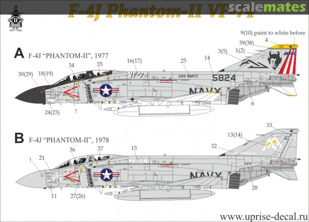 Boxart F-4J Phantom-II VF-74 UR14412 UpRise Decal Serbia