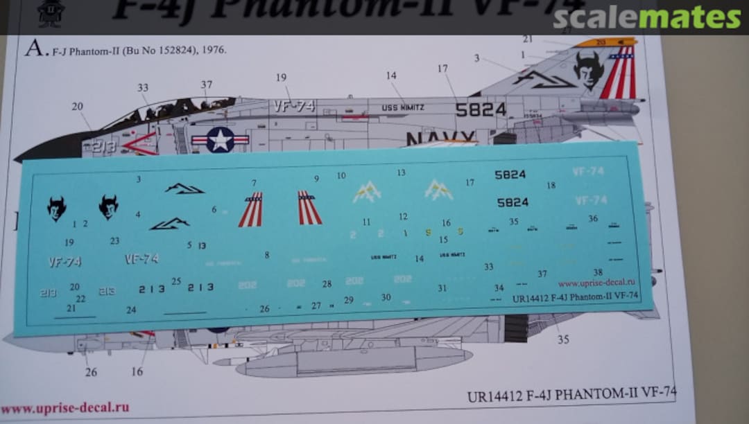 Contents F-4J Phantom-II VF-74 UR14412 UpRise Decal Serbia