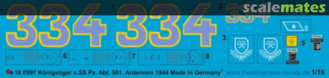 Boxart Tiger II 3. Komp schw SS Panzer Abt. 501 Ardennen 44 EP 0997 Peddinghaus-Decals