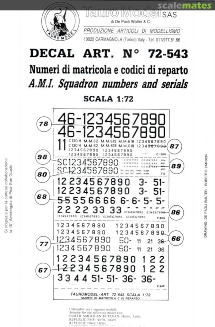 Boxart Numeri di matricola e di reparto 72-543 Tauro Model